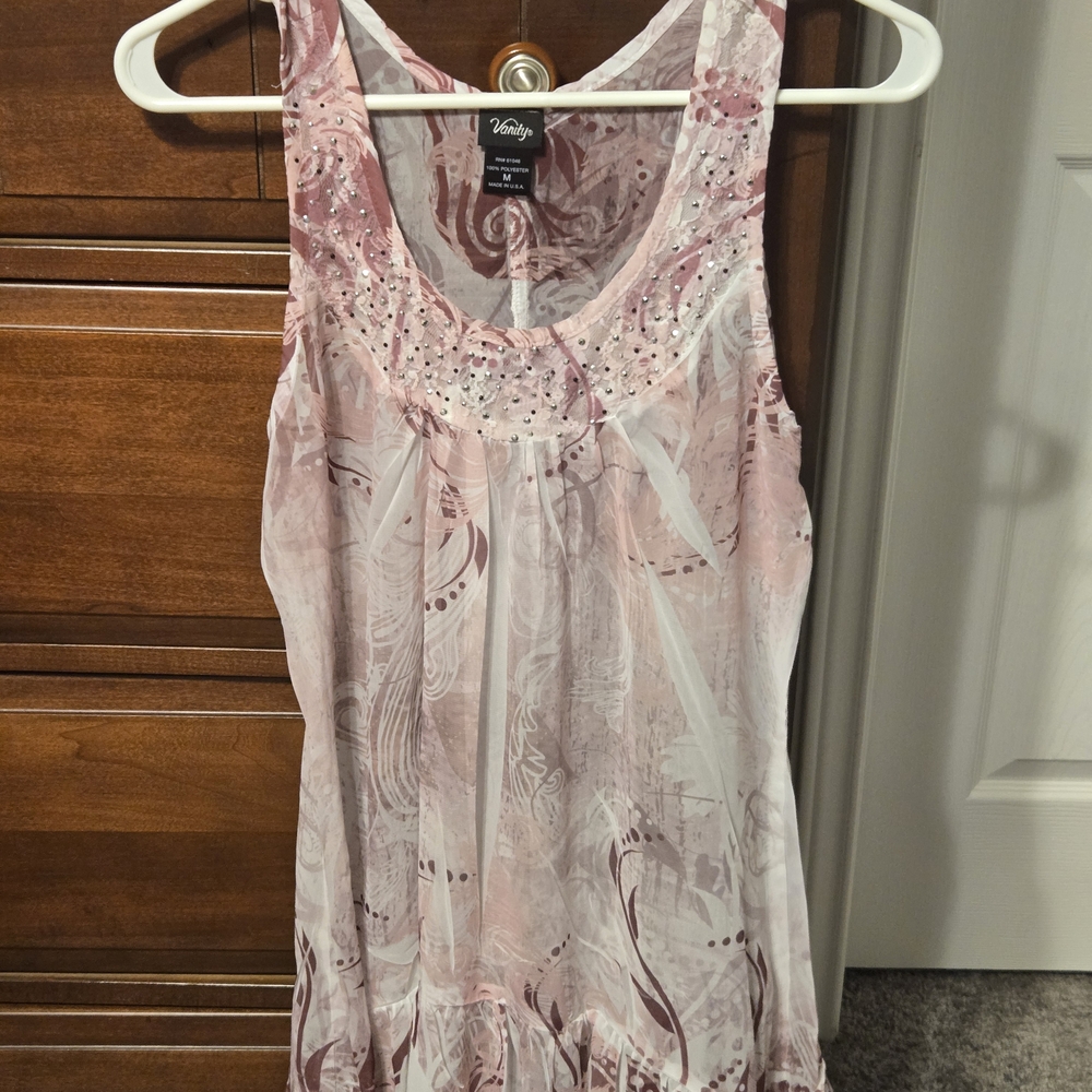 Vanity Pink and White Patterned Blouse